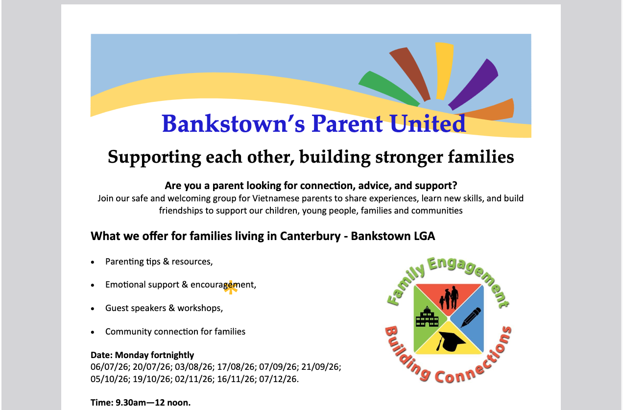 Bankstown Parent United flyer